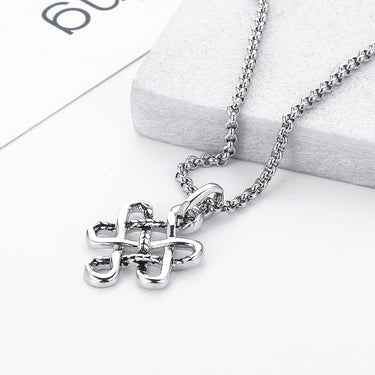 Stainless Steel Buddhist Eternal Knot WISDOM Necklace
